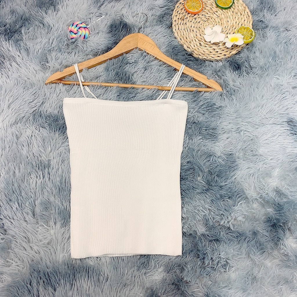 Áo 2 dây nữ sợi tròn dáng body co giãn mềm mịn len tăm mảnh mai quảng châu, Áo 2 dây nữ chất len tăm sợi bún nhiều màu | BigBuy360 - bigbuy360.vn