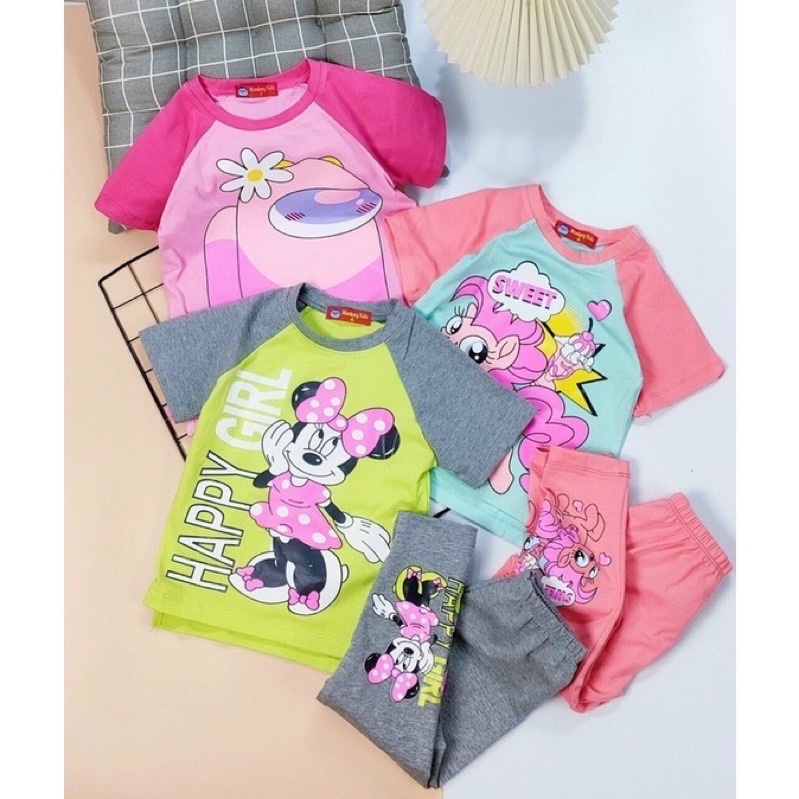 (22kg - 35kg) Bộ Quần dài tay ngắn cotton - Bộ quần áo bé gái