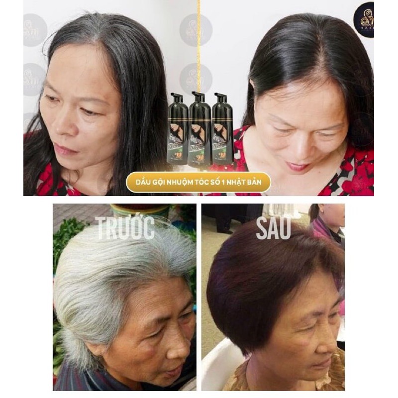 Dầu gội nhuộm tóc phủ bạc Sin Hair Nhân Sâm Nhật Bản - nhuộm tóc đen, nâu mềm mượt không kích ứng