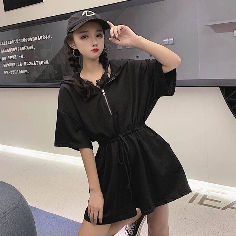 Set áo hoodie và Quần ngắn ống rộng phong cách Hàn Quốc dành cho nữ