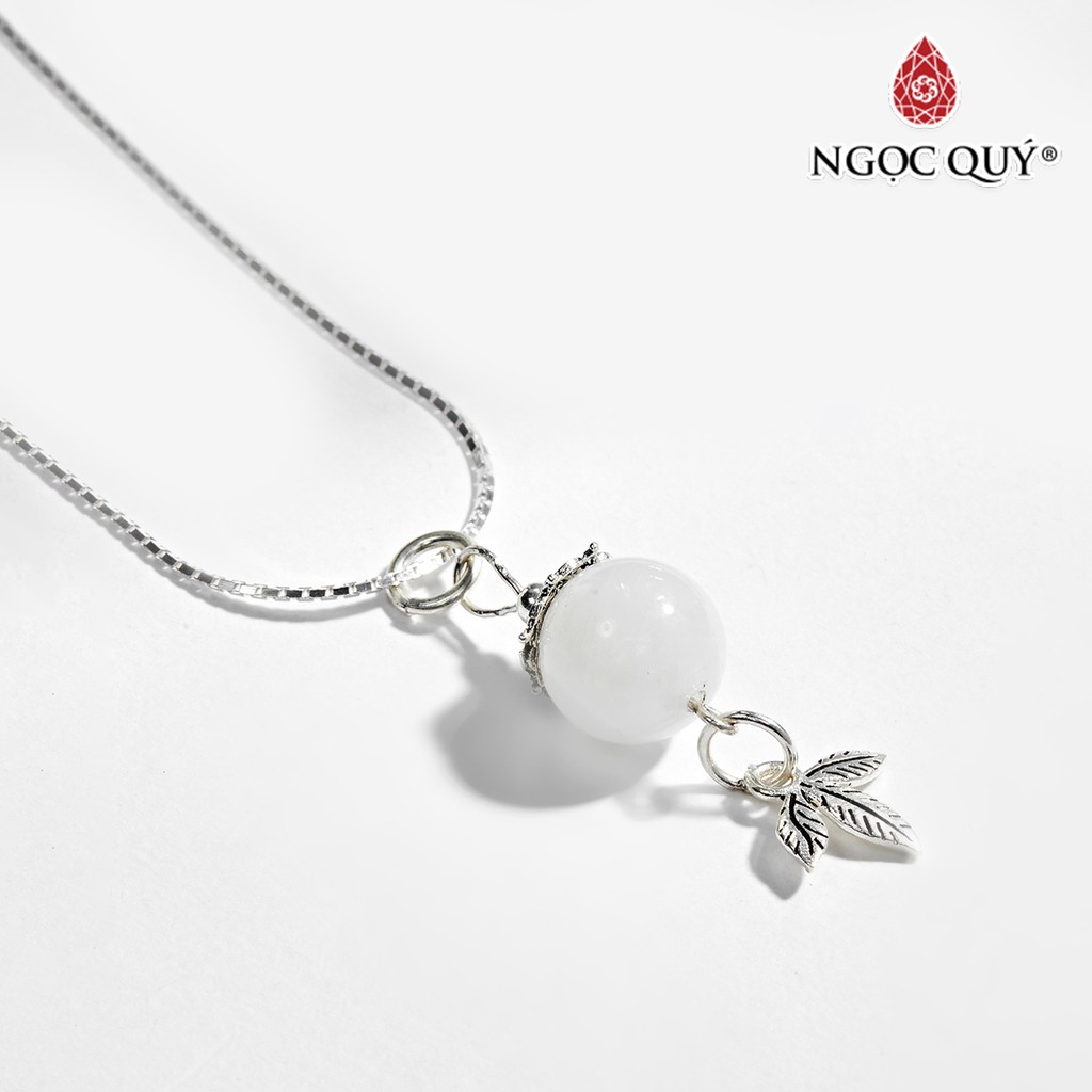 Mặt Dây Chuyền TA Trắng Phối 3 Lá Bạc - Ngọc Quý