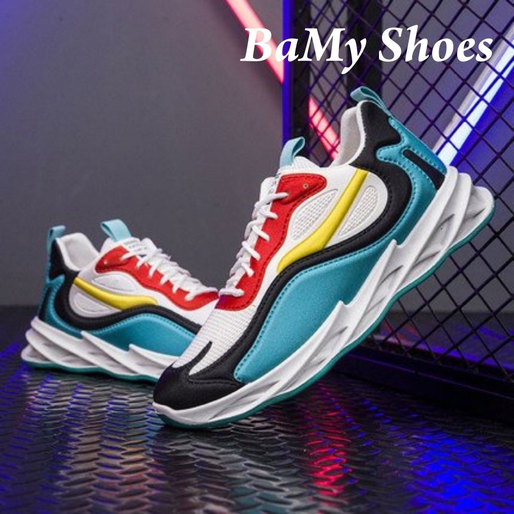 Giày Thể Thao Nam Đế Sóng 3D Vải Lưới Thoáng Khí Tăng chiều cao, Giày Sneaker nam chạy bộ tập thể dục