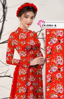 Vải Áo Dài Tằm Ý Hoa Phối Bi Đều