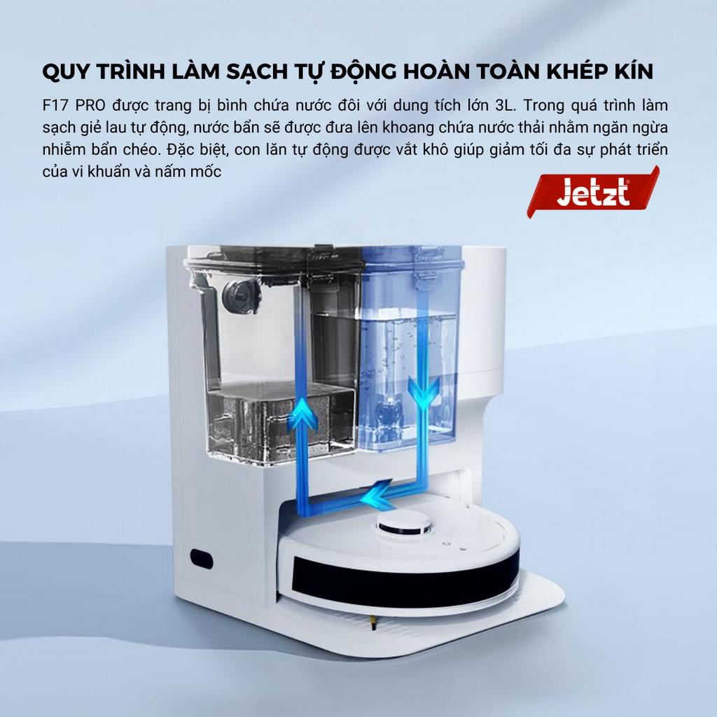 Robot lau sàn hút bụi tự làm sạch JETZT F17 PRO - Điều khiển giọng nói thông qua app