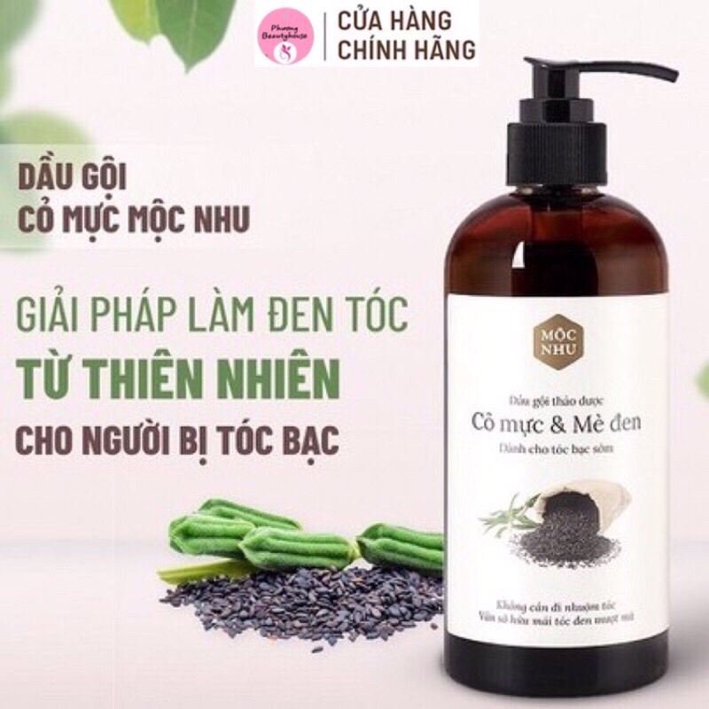 Dầu Gội Mộc Nhu Thảo Dược Cỏ Mực & Mè Đen 300ml