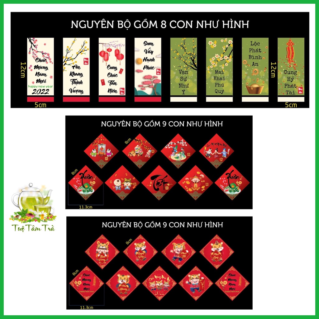 Tem decal dán trang trí Tết (sticker) dán hộp giấy quà tặng túi giấy sản phẩm hàng hóa dịp Tết