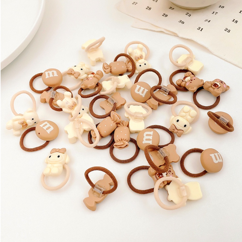 Bộ 10 Dây Cột Tóc Hình Gấu Hoạt Hình Dễ Thương Cho Bé Gái
