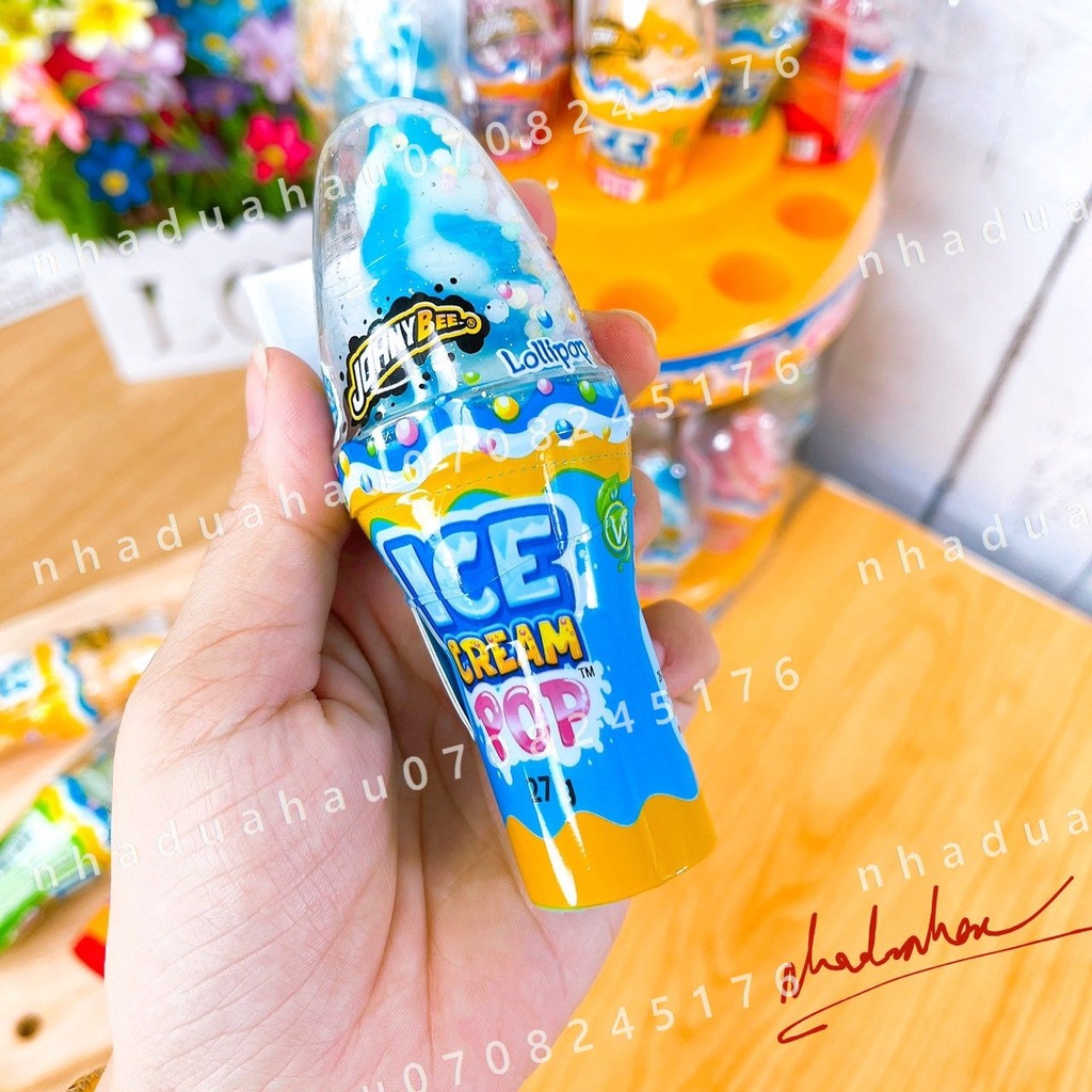 Một cây kẹo mút phủ cốm hình kem ốc quế Ice Cream Pop Hongkong cây lớn 27gam