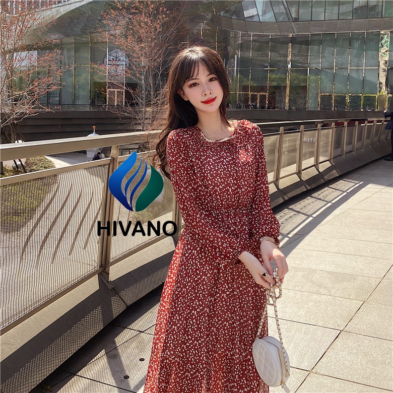 Váy hoa nhí ulzzang cổ vuông ren tay dài , Đầm vintage trắng đỏ thiết kế dự tiệc kiểu dáng xòe (ảnh-video thật)