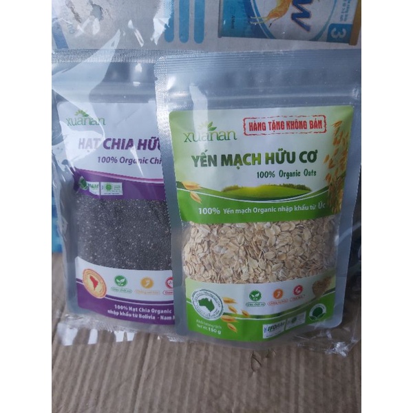 (quà 1 bịch yến mạch hữu cơ) Bịch Hạt chia Organic Xuân An bịch 300g Tặng  bịch yến mạch