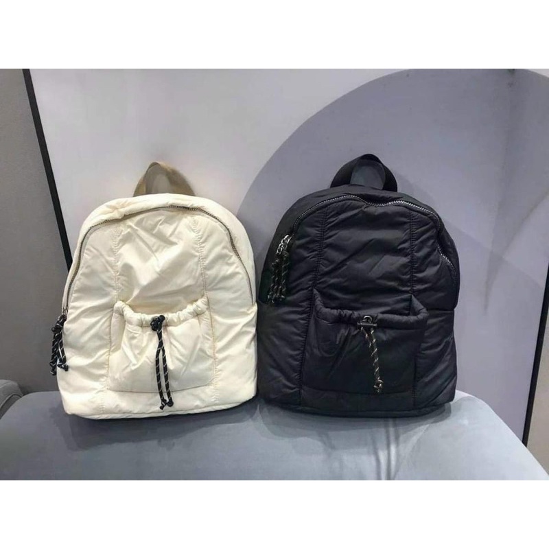 SALE-Balo form vuông  Topie Shop backpack--Màu trắng và đen sang chảnh