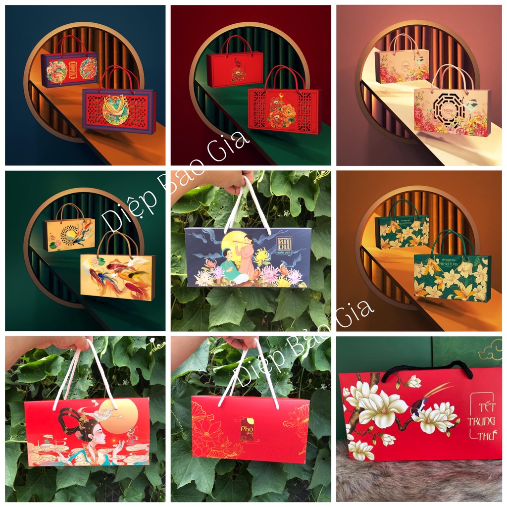 Hộp trung thu 2 bánh nhiều mẫu