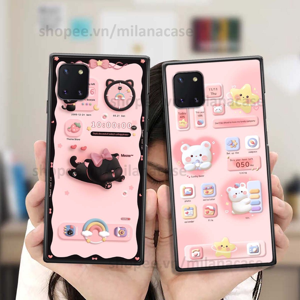 Ốp Samsung Note 10 Lite hình đồng hồ icon gấu mèo cute cực dễ thương ngộ nghĩnh