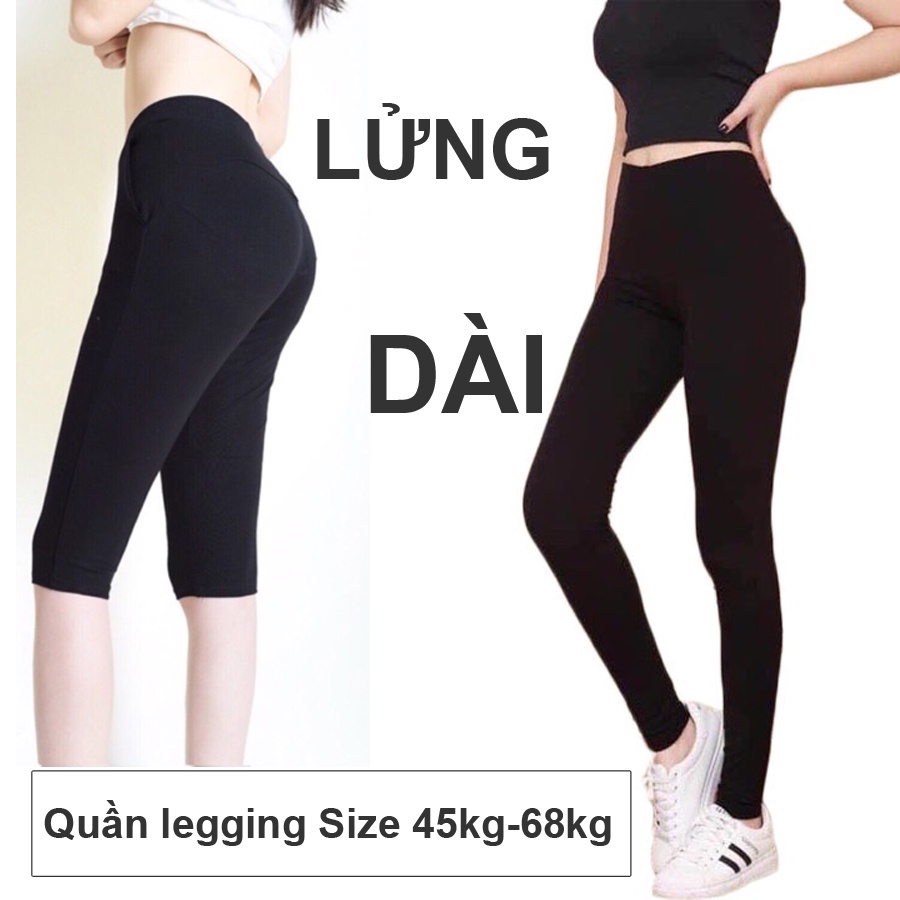 Quần legging đùi legging dài nữ cạp chun vải thun dài lửng form ôm chất dày dặn size V3 dưới 100cm | BigBuy360 - bigbuy360.vn