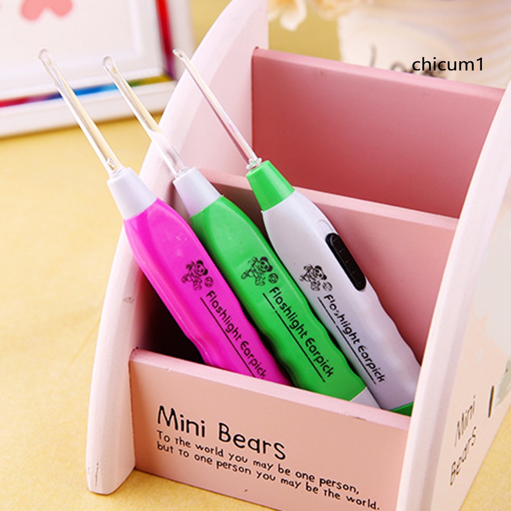 [Hàng mới về] Bộ Dụng Cụ Lấy Ráy Tai Có Đèn Led Có 3 Đầu Thay Thế
