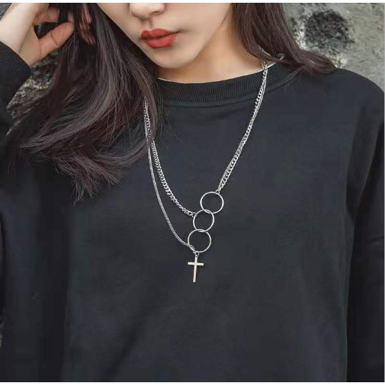 Dây chuyền cá tính unisex chữ thập hip hop - vòng cổ hợp kim thánh giá cho cặp đôi phụ kiện   - Lolotica