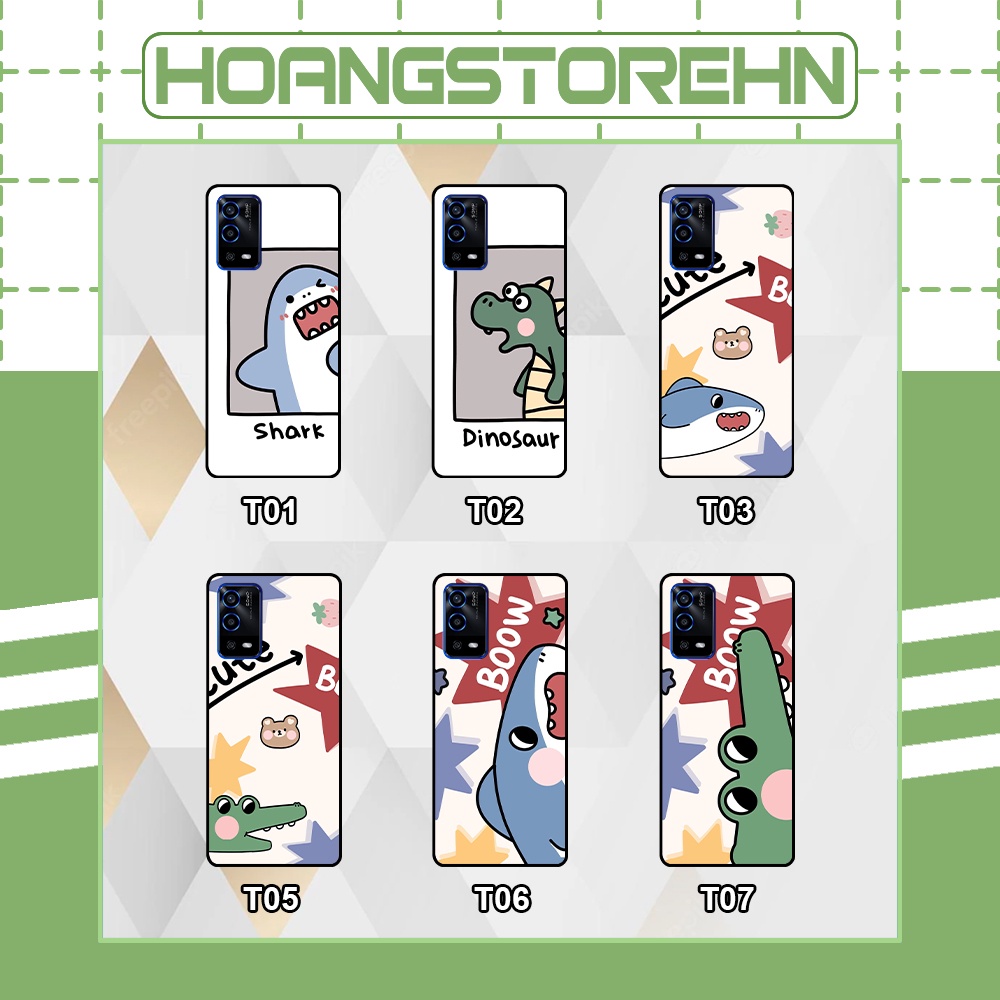 Ốp Oppo A55 in hình cá mập, khủng long dễ thương, cute (T01 - T06)