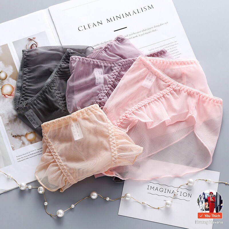 Quần lót nữ ren lưới nhún bèo - freesize - quần chip nữ sexy cao cấp FLQ76