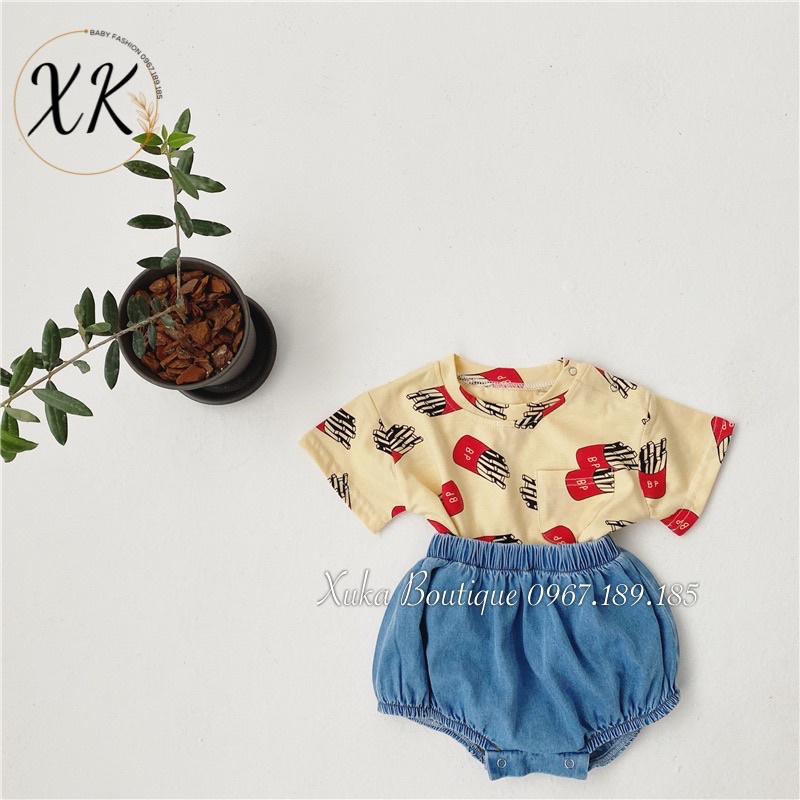 Bộ Quần Áo Cộc Tay Bé Trai Bé Gái Xuka Boutique Set Quần Áo Trẻ Em Đáng Yêu Quảng Châu Cao Cấp