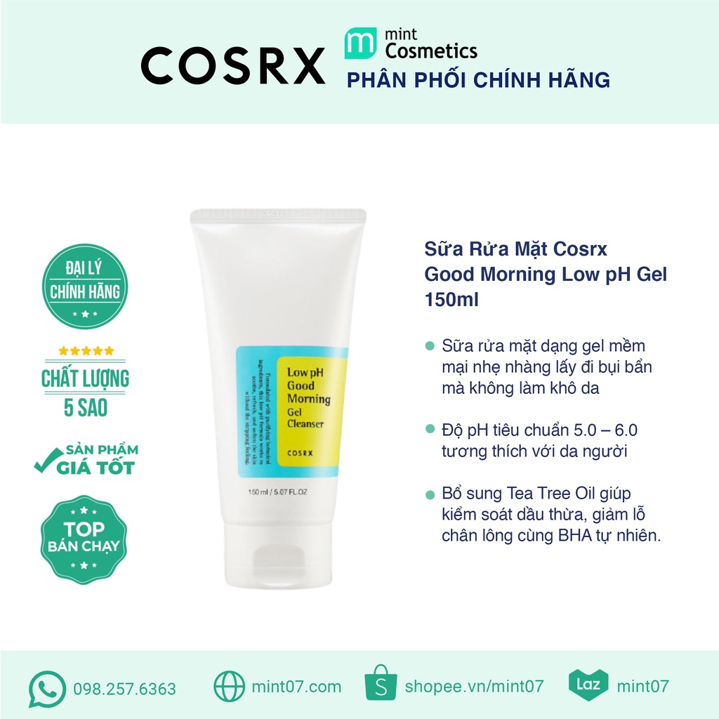 Sữa rửa mặt COSRX Low pH Good Morning Gel Cleanser