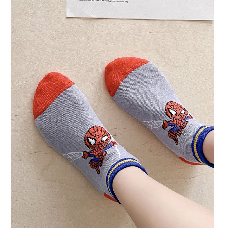 Set 5 đôi tất cổ cao bé trai hình siêu nhân khủng long vớ trẻ em