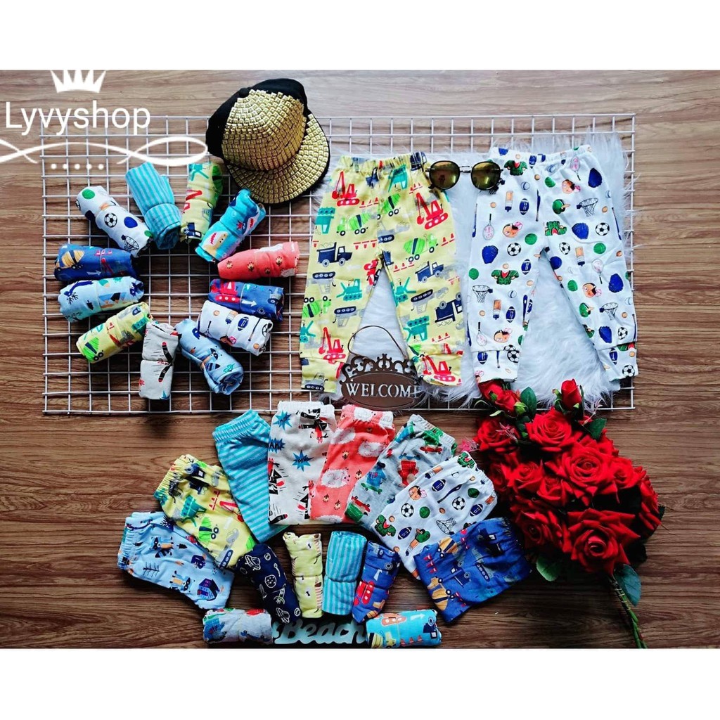 Lyvyshop - Combo 05 quần dài borip bé trai, bé gái form lớn 08-20kg