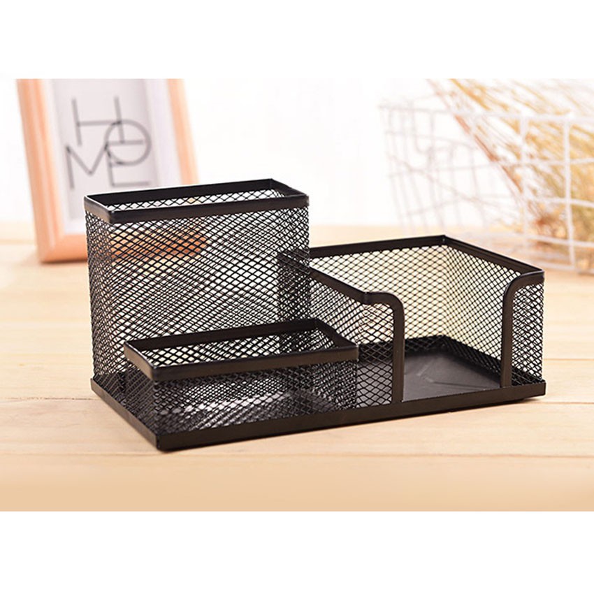 Khay đựng bút để bàn bằng lưới kim loại đựng đồ đa năng,đồ dùng văn phòng