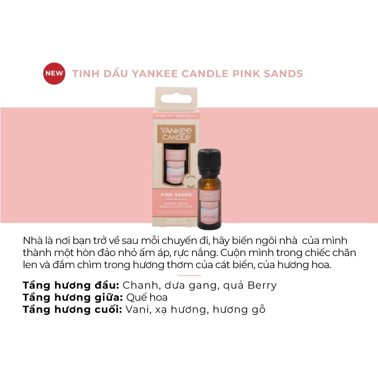 [Mã LIFEM1 giảm 50k đơn 99k] Tinh dầu Yankee Candle - Pink Sands (15ml)