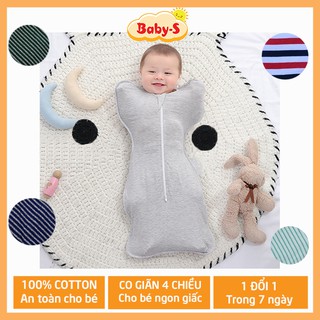 Nhộng chũn cho bé sơ sinh chất vải thun cotton 4 chiều mềm mịn mát khóa