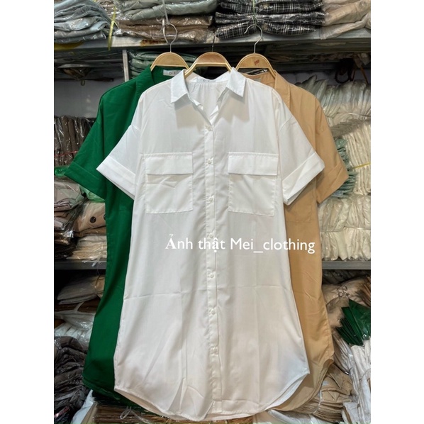 [Ảnh thật/video] Váy sơmi ngắn tay Ulzzang tông màu độc lạ