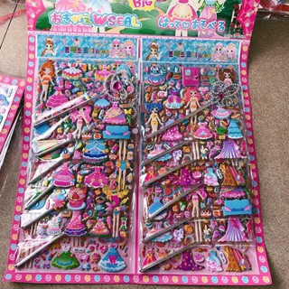 sỉ vỉ 12 bộ sticker dán nổi thời trang kèm gậy phép thuật