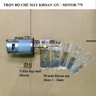 Bộ máy khoan motor 775,795,895 kèm 50 mũi khoan mạ titan