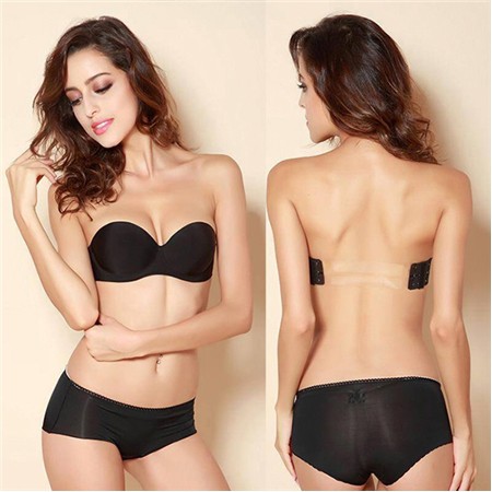 Áo ngực cúp ngang không dây lưng trong NNA22 (da, đen)