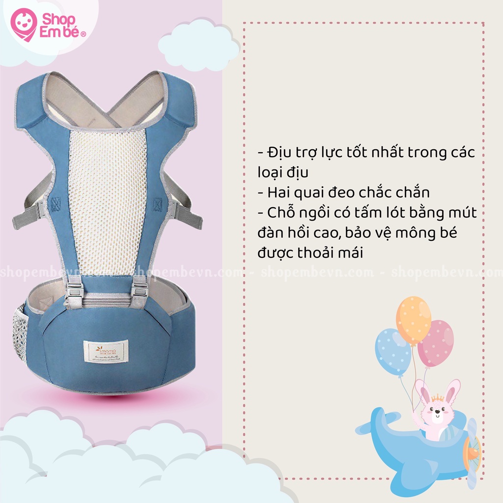Địu em bé Aimama cao cấp, trợ lực tốt, chống gù cho bé từ 6 - 36 tháng, Shop em bé