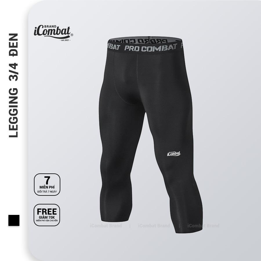 Quần legging lửng Pro Combat Coolmax® ¾ quần thể thao nam ngắn 3/4 full đen
