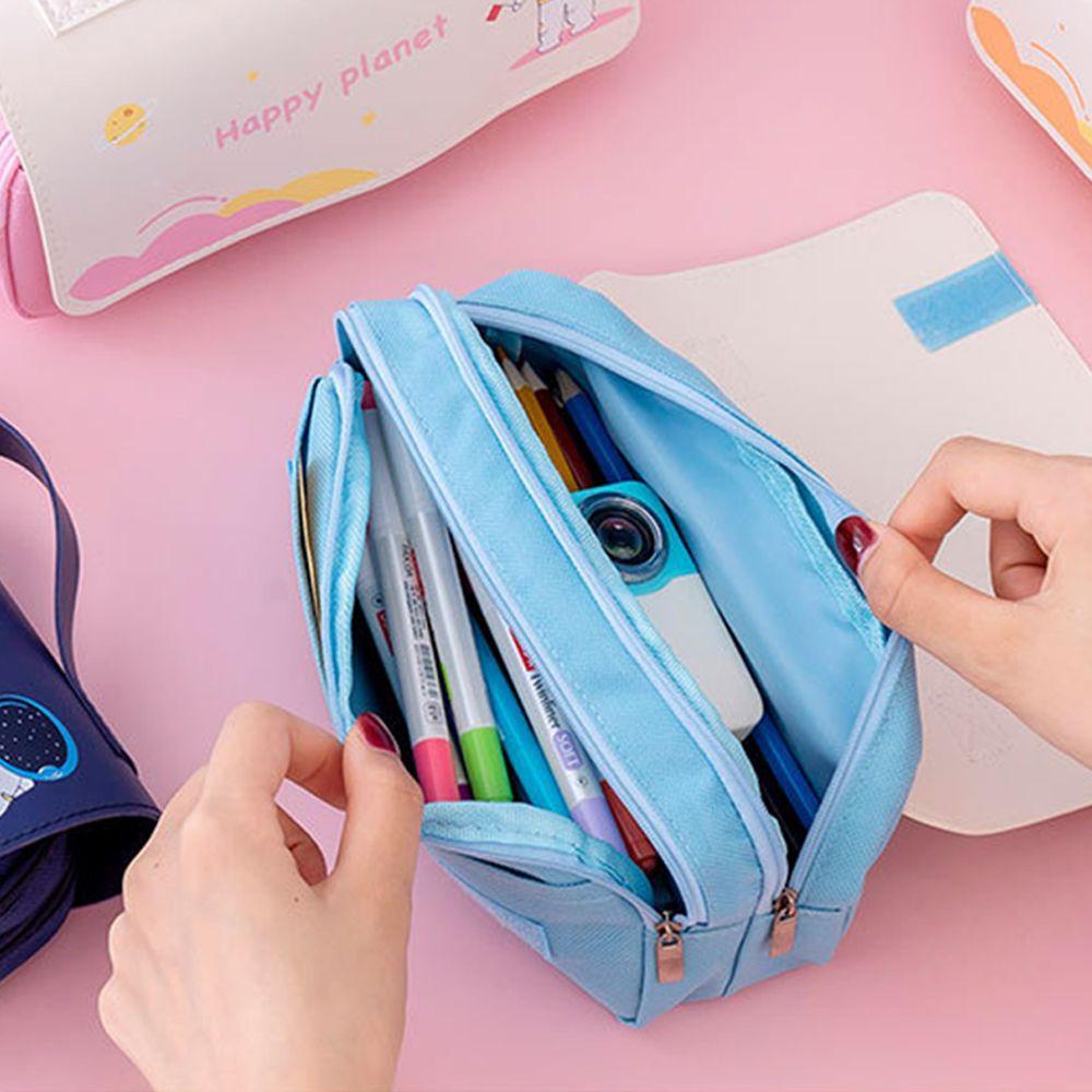 Túi Đựng Bút Bằng Vải Canvas Chống Nước In Hình Hành Tinh Dễ Thương Ốp