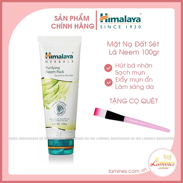 [Quà Tặng] Mặt Nạ Đất Sét Lá Neem Himalaya Loại Bỏ Mụn Bã Nhờn và Mờ Thâm | Himalaya Neem Face Pack 100ml - Tặng Cọ Quét