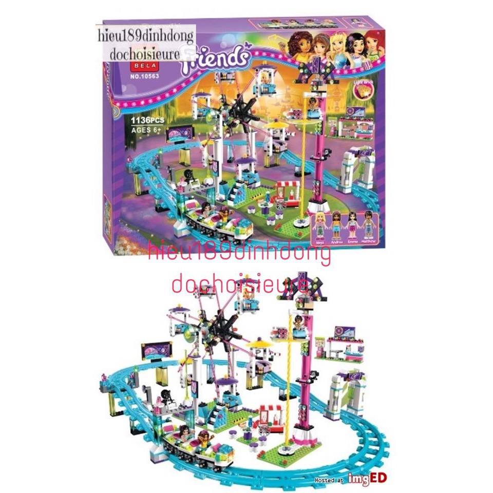 Lắp ráp xếp hình NOT Lego Friends 41130 Lepin 01008 , Bela 10563 : khu vui chơi Tàu Lượn Đu Quay Tròn Đứng Đu Quay Thả