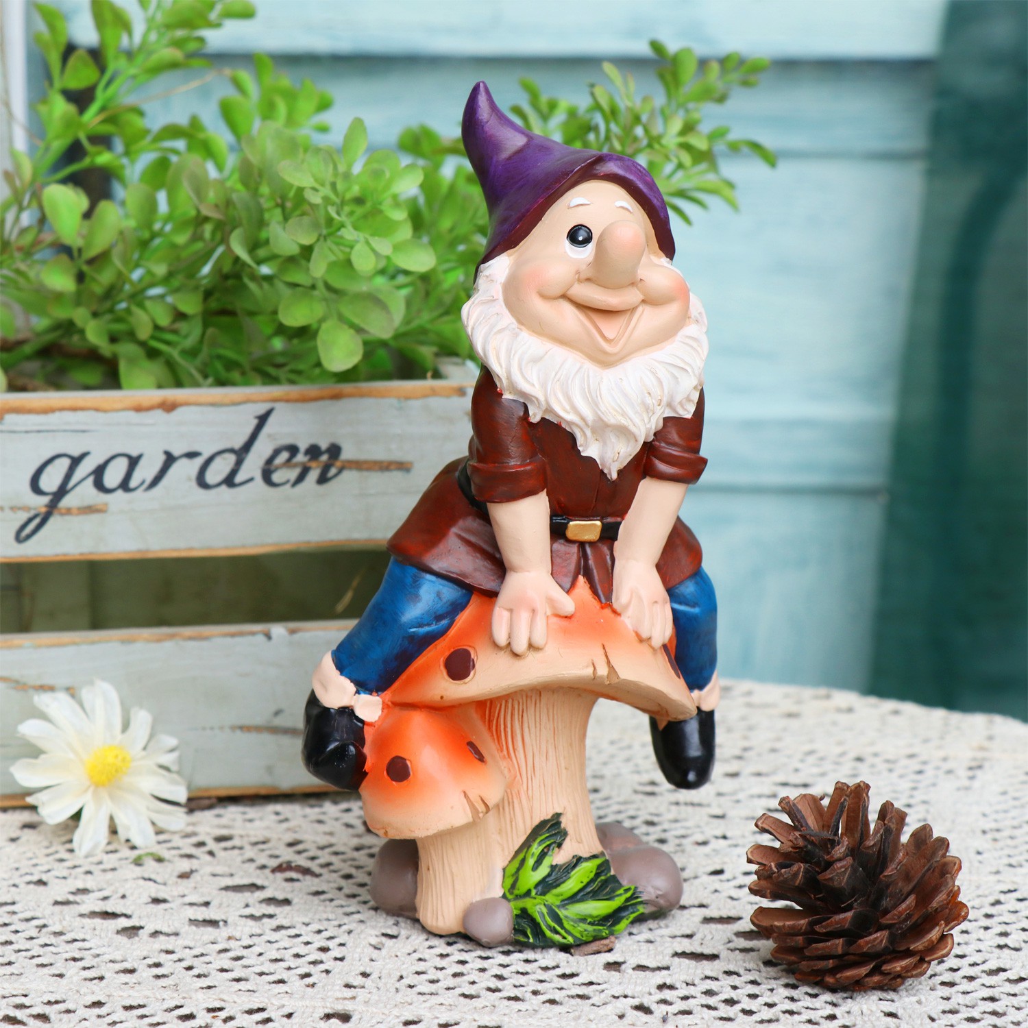 LONTIME Funny Dwarf Ornament Outdoor Courtyard Sculpture Gnome Statue Garden Resin Cartoon Decoration Lawn Figurine