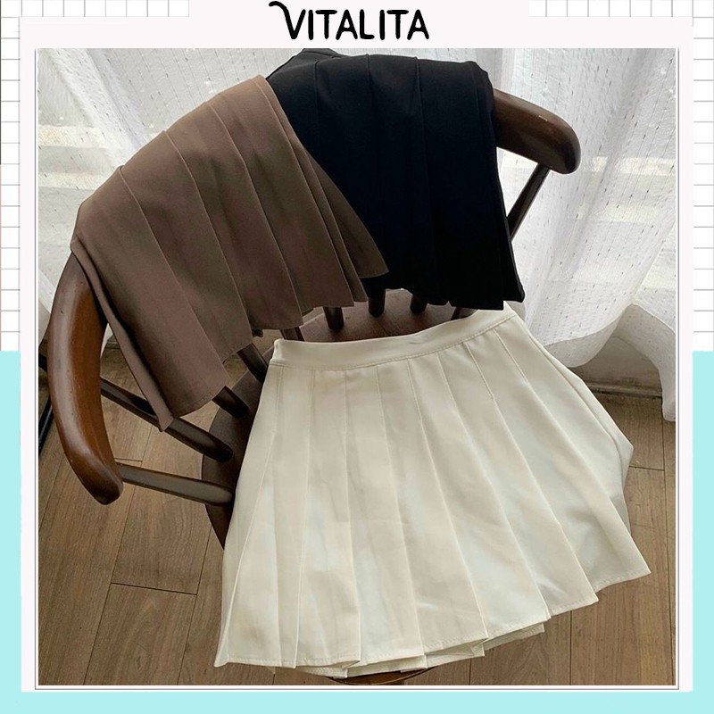 Chân váy Tennis xếp ly lưng cao có quần lót trong [Ảnh video thật] màu Trắng / Đen / Caro - Phong cách Ulzzang cực xinh | BigBuy360 - bigbuy360.vn