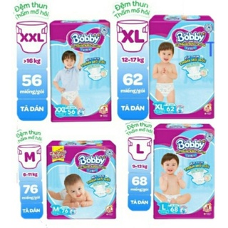 HCM ( TẶNG BỘ ĂN DẶM ) TÃ DÁN BOBBY ĐỆM LƯNG THẤM MÔ HÔI👉 S54 👉 S80+4 👉 M76 👉 L68 👉 XL62 👉 XXL56 ( mẫu mới )