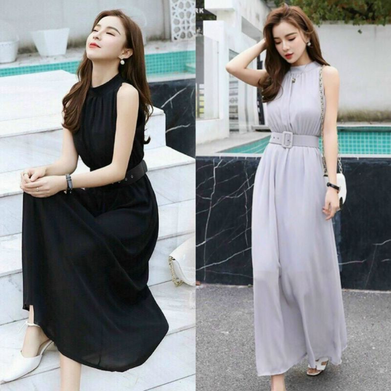 ĐẦM MAXI CỔ TRỤ KÈM NỊT Lh 0917399527