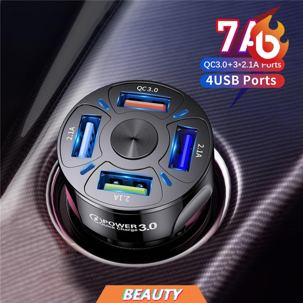 Tẩu sạc xe hơi QC 3.0 4 cổng USB màn hình LED thông dụng tiện lợi dành cho điện thoại