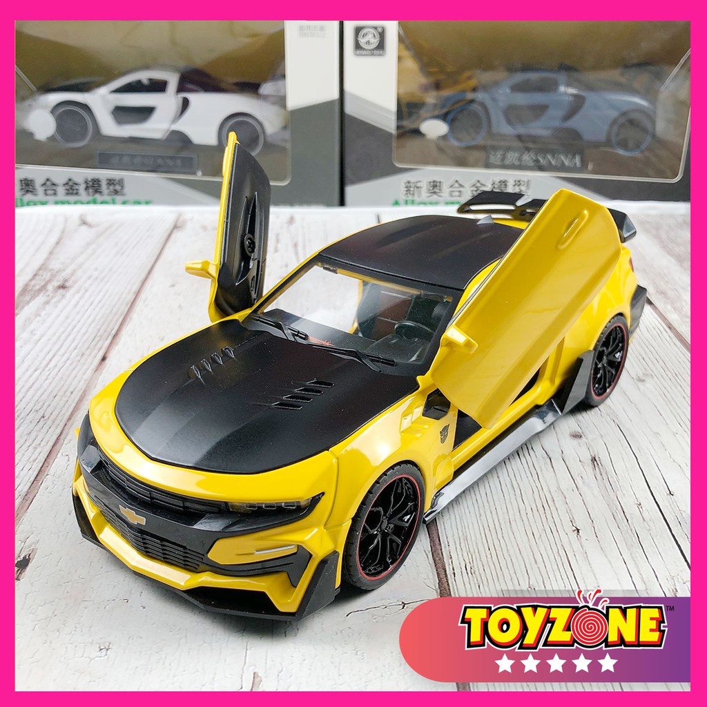 ♨♚▨Xe mô hình tĩnh tỉ lệ 1:24 Chevrolet Camaro Bumblebee Transfomer bằng sắt, có đèn và âm thanh