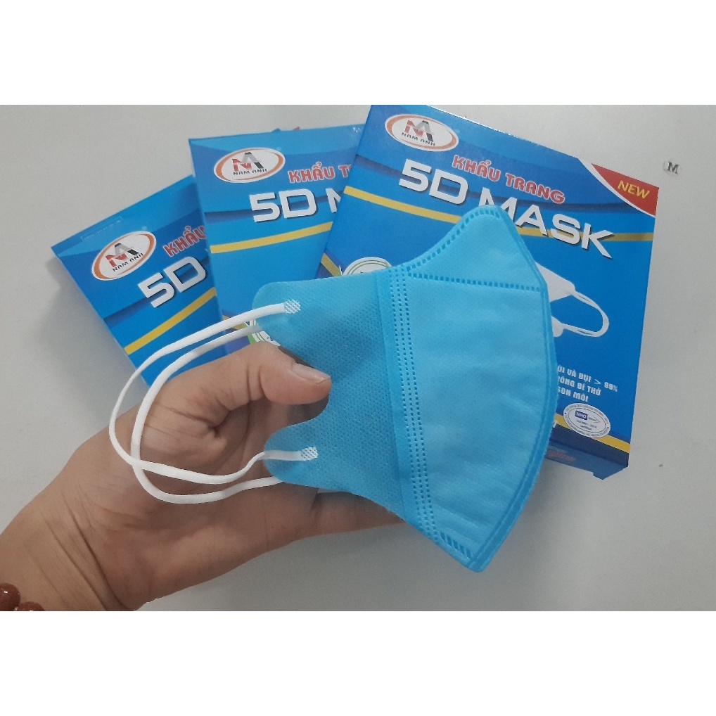 Set 3 hộp 10 cái khẩu trang 5D Nam Anh màu XANH