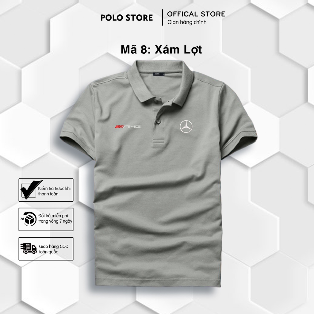 | LOGO THÊU | Áo thun Polo Mercedes Cao Cấp - Polo Merc có cổ Logo Thêu Hãng Xe Ô tô nhiều màu Sang Trọng