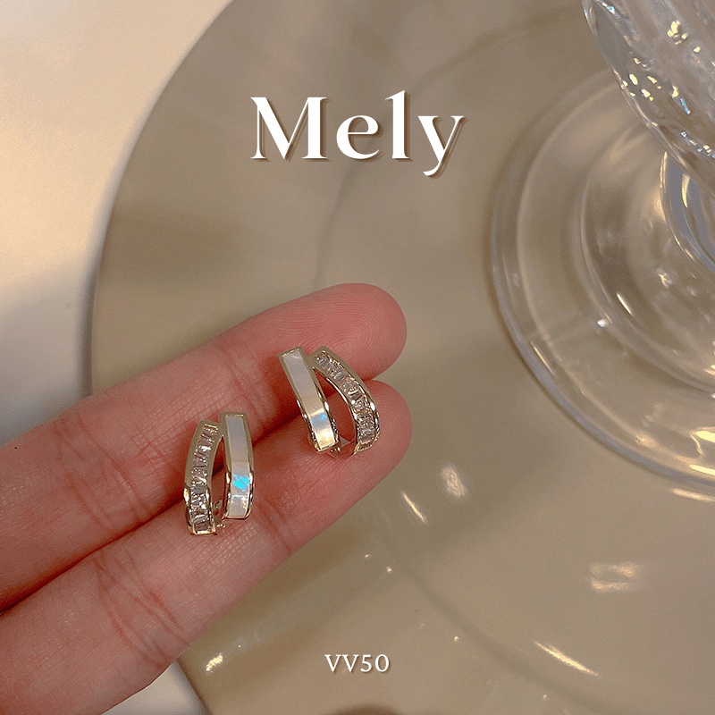Bông tai mạ vàng đính đá nhỏ xinh kiếu dáng hàn quốc hiện đại tinh tế - Mely 1534