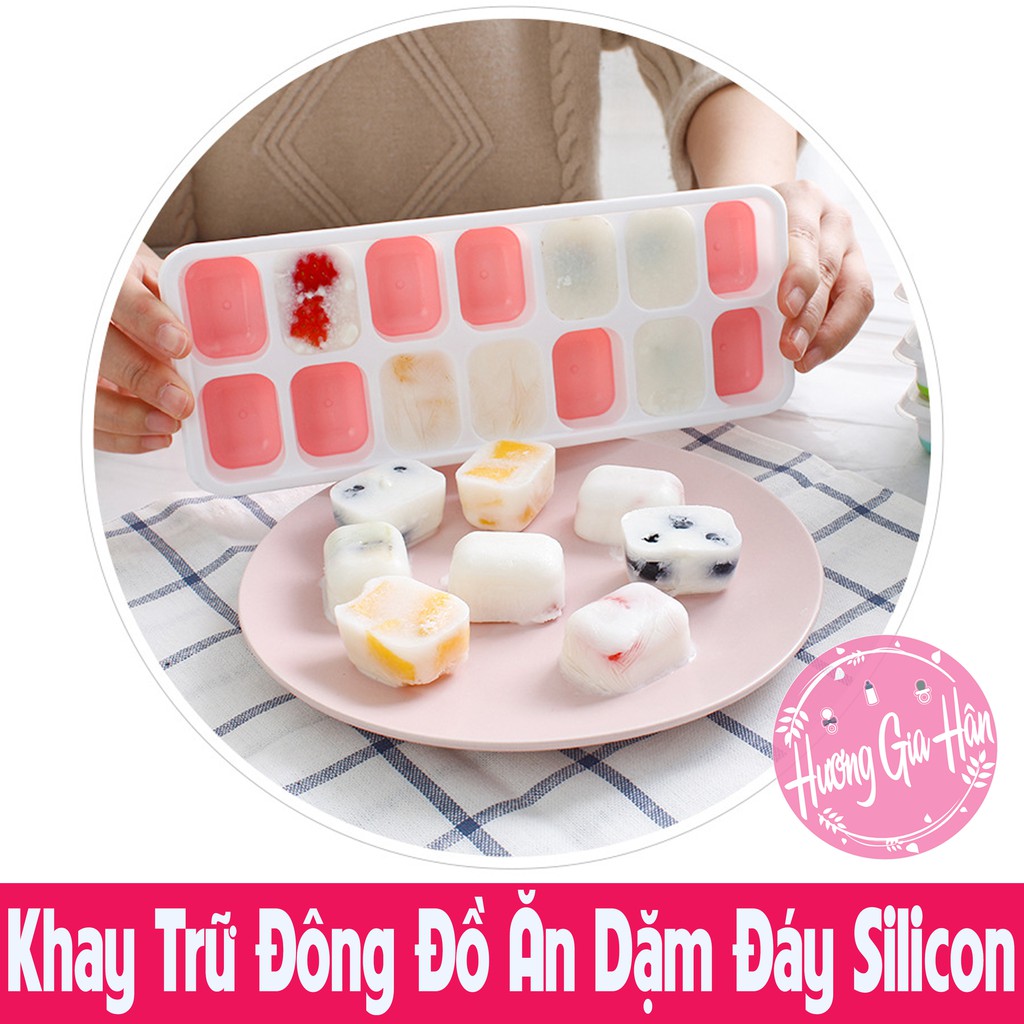 Khay Trữ Đông, Bảo Quản Đồ Ăn Dặm, Khay Làm Đá Đế Silicon Có Nắp Đậy An Toàn Tiện Dụng