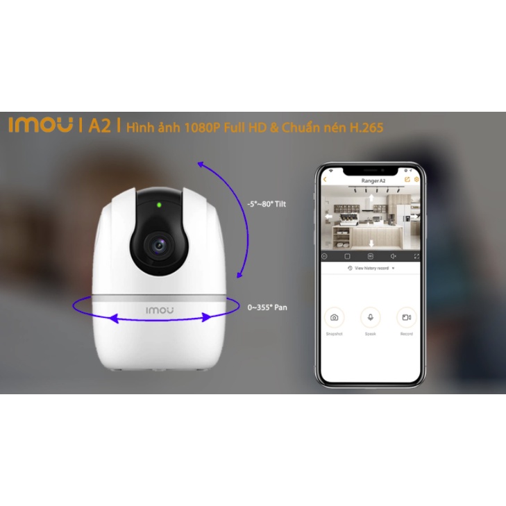 [Chính Hãng] Camera Ip Wifi (Dahua) Imou A2 - A22EP-V3 2.0MP 1080P - Mới Tốt Hơn A22EP Cũ và TA22CP - Xoay 360 Độ.