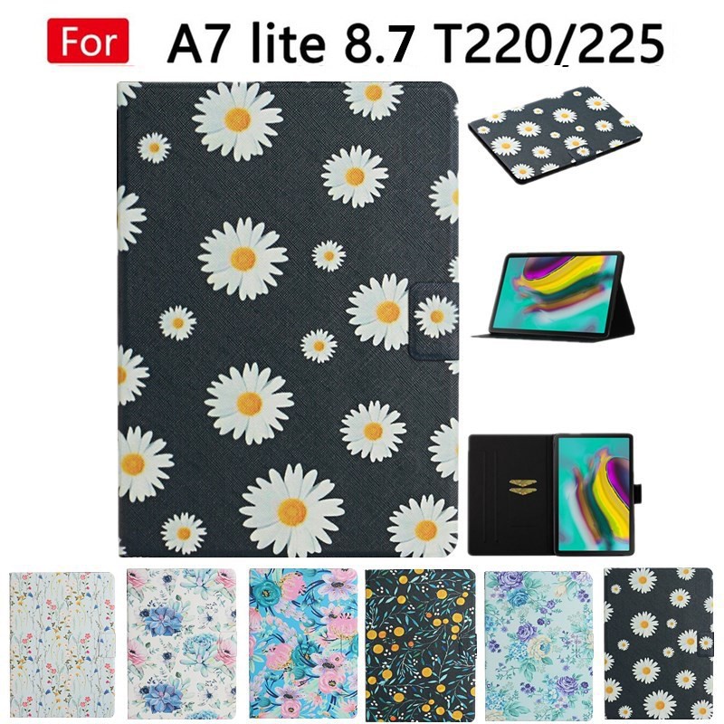 Bao Da Máy Tính Bảng Pu In Hình Hoa Có Giá Đỡ Nam Châm Cho Samsung Galaxy Tab A7 Lite 8.7 "Sm-T220 T225